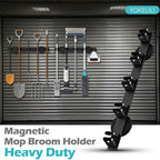 Magnetic Mop Broom Holder, Strong Non Slip Magnetic Broom Mop Hanger, Heavy Duty Magnetic Hooks for Hanging Shovel Rake Tools, Wall Mounted Utility Storage Magnet Rack (5 Rack) - color: 5 Rack - Broom Mop Holder