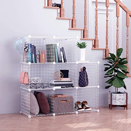 C&AHOME Wire Cube Storage, 8-Cube Organizer Metal C Grids Storage, Storage Bins Shelving, Modular Shelves, DIY Closet Cabinet Ideal for Living Room, Home, Office 24.8" L x 12.4" W x 48.4" H White - color: White, size: 8 Cube