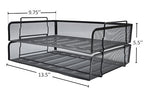 EASEPRES 2 Pack Stackable Desk Paper Tray, Metal Mesh Desktop Document Letter File Organizer for Office Home School, 13.5'' L x 9.75'' W x 5.5'' H, Black - color: 2 Pack Black