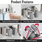 Broom Mop Holder Wall Mount Broom Hanger Wall Mounted Metal Organization Garage Storage Garden Kitchen Tool Organizer With 4 Racks and 5 Hooks (Silver, 1 Pack 3R4H)… - size: 1 Pack 3R4H