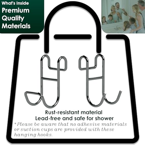 Shower Caddy Shelf Basket Rack Hooks Stainless Steel Metal Bathroom Hangers Hanging for Loofah Robe Massage Towel Squeegee Sponge Razor 2 Pack - color: Silver, size: 1 Closed 1 Open