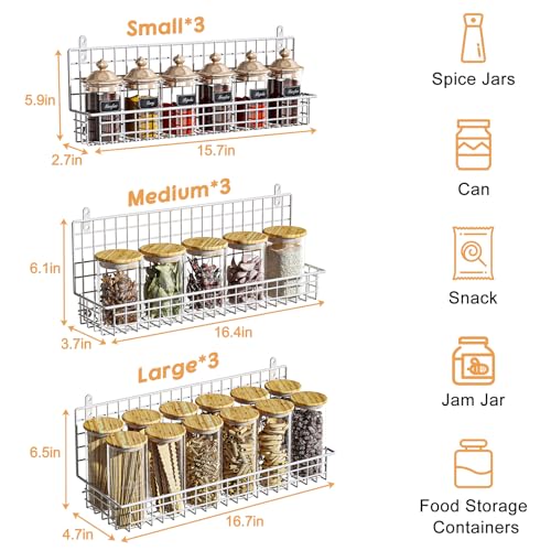 JKsmart 9-Tier Spice Rack Organizer with Door Hook, Wall Mount, and Extra Large Capacity for Pantry – Stylish White Design for Effortless Organization, Ultimate Kitchen Storage Solution - color: White-9 tier
