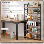 4NM Extra Wide 6 Tiers No Assembly Book Shelves, 61.8" H Folding Bookshelf Bookcase Open Industrial Foldable Shelves for Bedroom, Living Room, Home Office - Rustic Brown Black - color: Rustic Brown Black, size: Wide XX 6-Tier