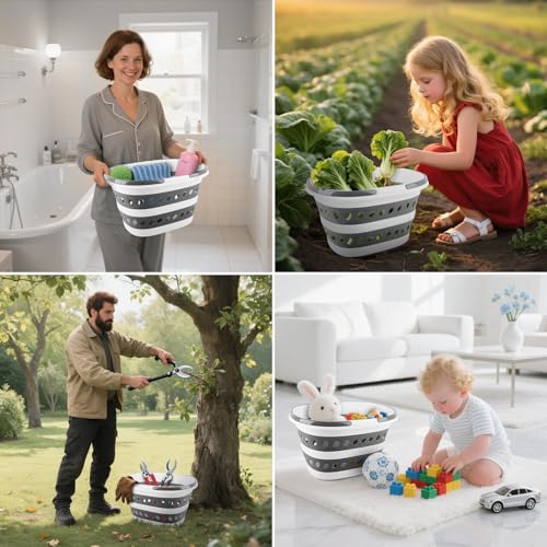 16L Collapsible Laundry Baskets with Handles, Small Laundry Hamper Plastic for Clothes Baby Kits, Pop-Up Clothes Hamper Plastic Bin Storage Basket Organizer for Dorm Room Essentials Camper Accessories - size: 16L