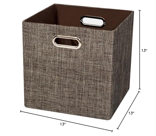 Posprica Storage Bins Cube Containers Boxes,Thick and Heavy Duty Fabric Drawers, 11×11 inch- Set of 4,Brown - color: Brown, size: 11×11×11/4pcs
