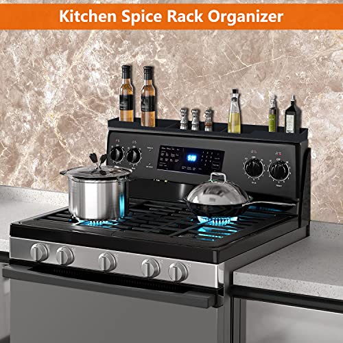 AWOKE Stove Top Shelf 30 Inch - Silicone Material Magnetic Shelf for Stove - 3 Functional Partitions Kitchen Spice Rack Organizer-Black,Kitchen Gadgets Storage Organization - color: Black