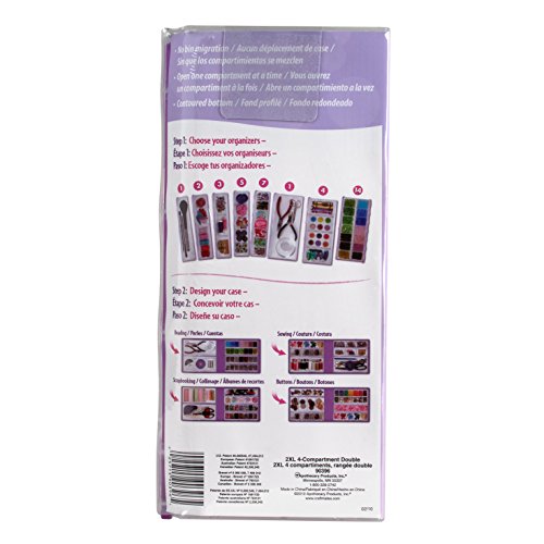 Craft Mates Bead Organizer and Plastic Storage Containers for Crafts, Buttons, Pins and More, 4 Locking Compartments (2XL) - style: 4 Compartment