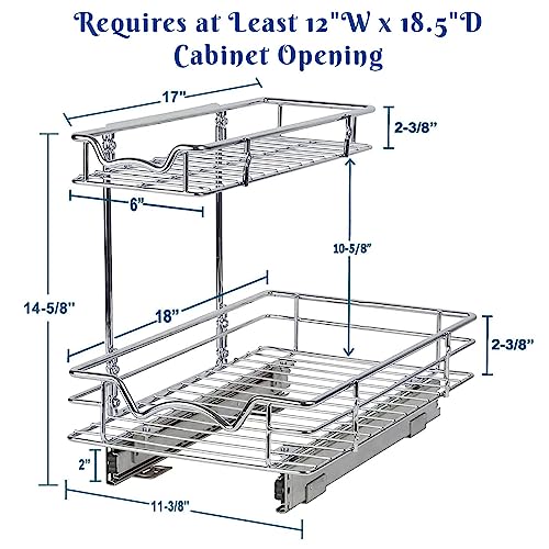 HOLDN’ STORAGE Under Sink Organizers and Storage - 2 Tier slide out Cabinet Organizer With Sliding Drawers For Inside Cabinets- Lifetime Limited Warranty 11" W x 18" D x 15”H, Chrome - size: 11" W x 18" D