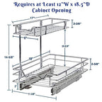 HOLDN’ STORAGE Under Sink Organizers and Storage - 2 Tier slide out Cabinet Organizer With Sliding Drawers For Inside Cabinets- Lifetime Limited Warranty 11" W x 18" D x 15”H, Chrome - size: 11" W x 18" D