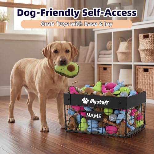 Kaiferty Indestructible X-Large Dog Toy basket, Chew-Proof Medium Toy Bin for Dogs, Pet Toy Bin Dog Metal Basket for Toys, Puppy Toy Storage Organizer Blankets, Toy Box for Living Room Area (Black) - color: Black, size: XL:16.5"L x 12.6"W x 8.7"H