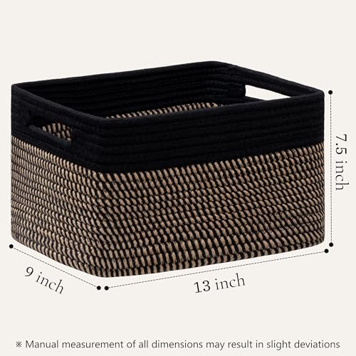 UBBCARE 4 Pack Storage Baskets for Shelves, Baskets for Organizing, Cube Shelf Storage Bin with Handles, Woven Storage Basket, 13"L x 9"W x 7.5"H, Black&Brown - color: Black&Brown, size: 4 Pack-13"(L)×9"(W)x7.5"(H)