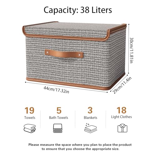 Tuza 4 Pack Storage Bins with Lids, Collapsible Closet Organizer Container, Fabric Organizer Box with Handles, Decorative Storage Boxes with Lids for Organizing Clothes, Books, Light Grey, Large - color: Light Grey, size: 4 Pack - Large