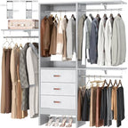 Armocity 5FT Small Closet System with 3 Fabric Drawers, 60 Inches Walk In Closet Organizer System With 3 Adjustable Shelves, Heavy Duty Clothes Rack Built-In Garment Rack, 59" L x 16" W x 71" H, Grey - color: Grey