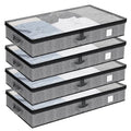 Fixwal Under Bed Storage Containers 4 Pack, Reinforced Underbed Organizer Below 4.5 Inches Low Profile Clothes Storage Bins with Sturdy Sidewalls and Bottom