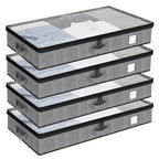 Fixwal Under Bed Storage Containers 4 Pack, Reinforced Underbed Organizer Below 4.5 Inches Low Profile Clothes Storage Bins with Sturdy Sidewalls and Bottom