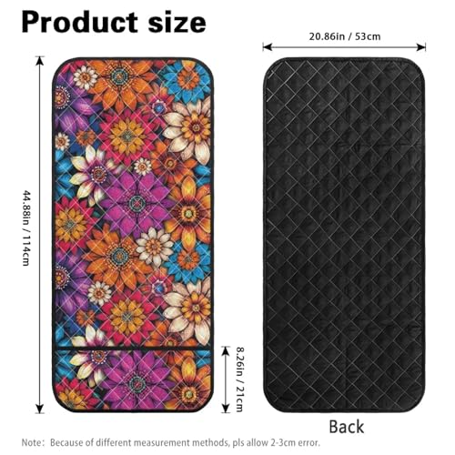 Boho Mandala Floral Print Couch Arm Covers with 2 Organizer Pockets Soft Couch Protector Anti-Slip Slipcovers for Pet Armchair, Loveseat, Recliner - color: Boho Mandala Floral