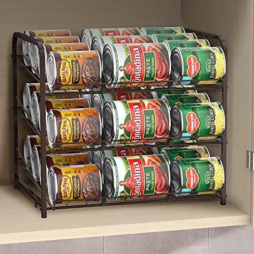BTY Can Organizer for Pantry Stackable 2 Pack, Can Storage Organizer Rack Stacking Can Dispensers Small Space Holds up to 36 Cans for Pantry, Kitchen, Cabinet- Brown - color: Brown
