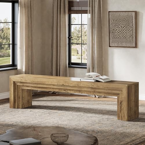 Tribesigns 71" Extra Long Entryway Bench, Modern Farmhouse Shoe Bench Wooden Indoor Seating with Layered Design for Hallway, End of Bed, Living Room, Sofa Back, Dining Room, Brown - color: Brown