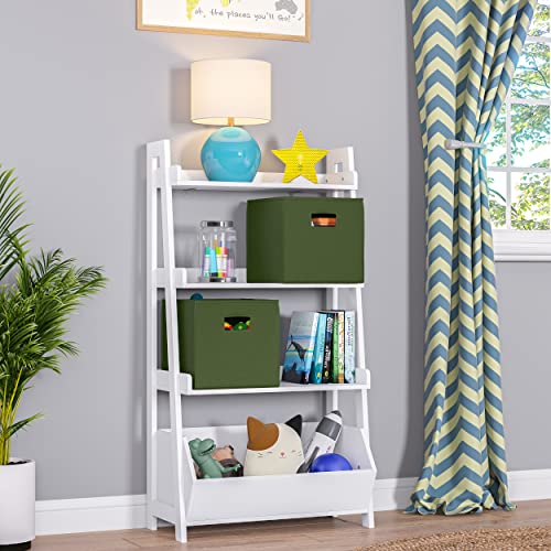 RiverRidge Folding Storage Bins with Handles Olive Cube Storage Organizer for Closet, Bedroom & Playroom - Closet Organizers and Storage Set of 2 - color: 2 Olive Bins