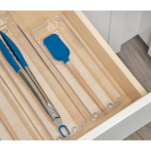 iDesign Recycled Plastic Drawer Organizer, Set of 2, The Linus Collection – 4" x 16" x 3", Clear Bins - size: 4 x 16 x 3, style: Pack of 2