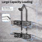 GAOKASE Aluminum Shower Caddy Hanging, Never Rust Shower Organizer- 4 Levels with adjustable Height 10 Hooks for Razor/Sponge - Rack with Soap Basket (Black-1) - color: Black-1