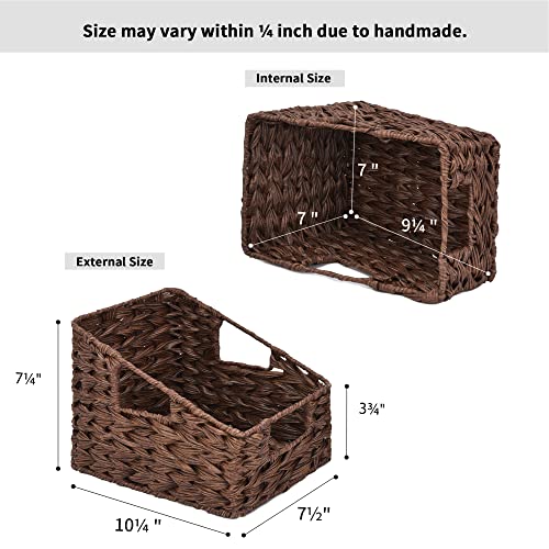 GRANNY SAYS Wicker Storage Baskets, Waterproof Wicker Basket with Handles, Trapezoid Woven Storage Bins for Organizing, Decorative Basket, Brown, 2-Pack - color: Brown, size: 2x 10¼"D x 7½"W x 7¼"H