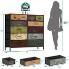 VASICAR Dresser for Bedroom with 12 Drawers, Tall Fabric Drawer Dresser, Chest of Drawers for Closet, Nursery, Bedside, Living Room, Entryway, Hallway (Pattern) - color: Pattern
