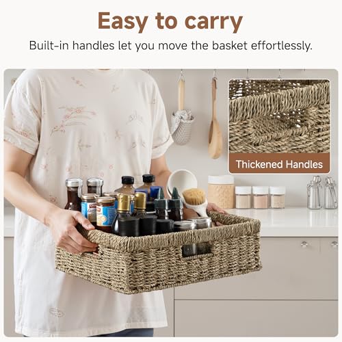 StorageWorks Pantry Baskets, Wicker Storage Baskets for Organizing, Shelves, Pantry Organizers and Storage, Seagrass, 15½"L x 11¾"W x 4 ¾"H - color: Natural (Seagrass), size: 15½"L x 11¾"W x 4 ¾"H