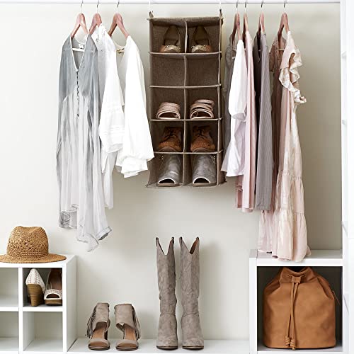 Household Essentials 10 Pocket Hanging Shoe Closet Organizer with Hooks - color: Latte