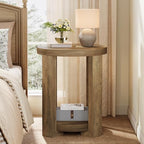Tribesigns Side Table, 2-Tier Round End Table, Small Bedside Accent Furniture for Living Room, Bedroom (1, Brown)
