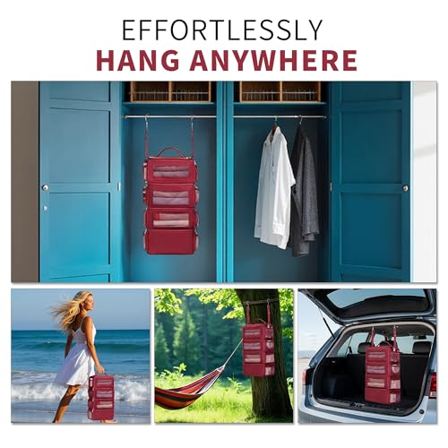 Suitcase Organizer Travel Bags Organizer for Luggage Compression Hanging Packing Cubes for Travel Carry on Closet (Bag Only) - color: Wine, size: Small