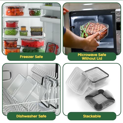 44 Pcs Food Storage Containers with Lids Airtight- (22 Stackable Boxes-22 Lids) Plastic Meal Prep Container for Pantry Kitchen Organization, Microwave, Dishwasher, Freezer Safe -100% Leak Proof - color: 44Pcs