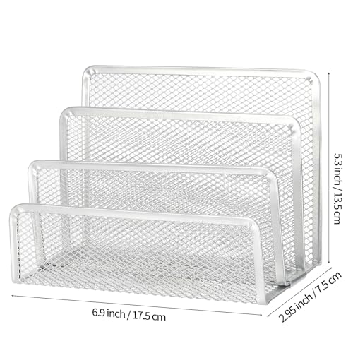 2 Pieces Desk Mail Organizer, Metal Mesh Small File Holders Letter Organizer, Bill/Document/Filing/Folders/Paper Organizer for Desktop (GREY-2PCS) - color: GREY-2PCS