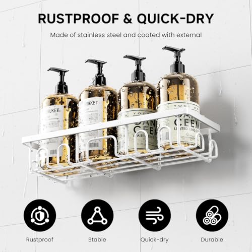 Shower Caddy, 3 Pack Shower Shelves for Inside Bathroom, Rustproof Adhesive Bathroom Organizer with Soap Holder, No Drilling Washroom Organizers and Storage for Bathtub Room/Kitchen/Home, White - color: White, size: 3-Pack