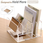 SANRUI Desk Organizers and Accessories, Acrylic Mail Organizer Countertop, 5-Slots File Sorter with Drawer, Desktop Organizer for Office Supplies - style: 5 Sections With Drawer