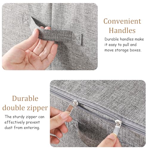 Blanket Bags with Lid, Foldable Underbed Storage Bins, Home Basket Container for Organizing Clothes, Shoes, Pillows, 14.9x10.2x5.9Inches, Grey, 2 Pack - color: Grey, size: 14.9x10.2x5.9 in(2 Pack)
