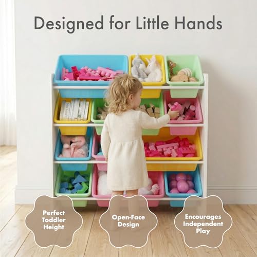 Humble Crew Kids' Toy Storage Organizer, White/Pastel (WO560P) - color: White/Pastels