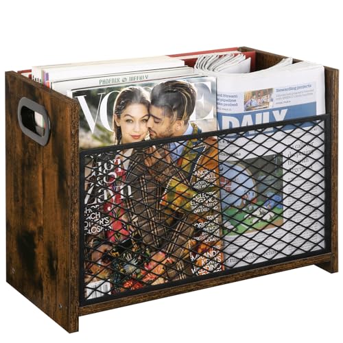 YINMIT Magazine Holder, Magazine Rack for Desktop and Home Office, Farmhouse File Storage Basket for Letters, Magazines, Books, Newspapers (Large) - size: Large