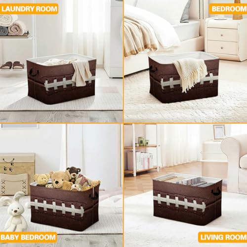 56L Football Laundry Basket Dirty Clothes Hamper with Handles,Foldable Blanket Storage Large Laundry Hamper with Waterproof PE,Toy Storage Bin Organizer,Cube Clothes Organizer,Home Decor - color: Football