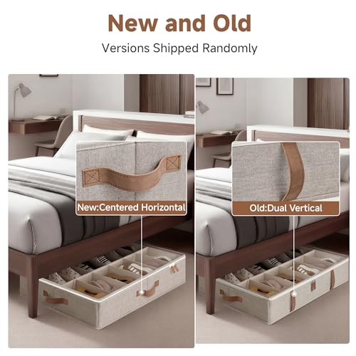 StorageWorks Shoe Organizer for Closet, Fits up to 24 Pairs, 2-Pack Ultra-thick Fabric Under Bed Shoe Storage Containers with Bottom Support and Adjustable Dividers, Taupe - color: Taupe, style: Adjustable Divider