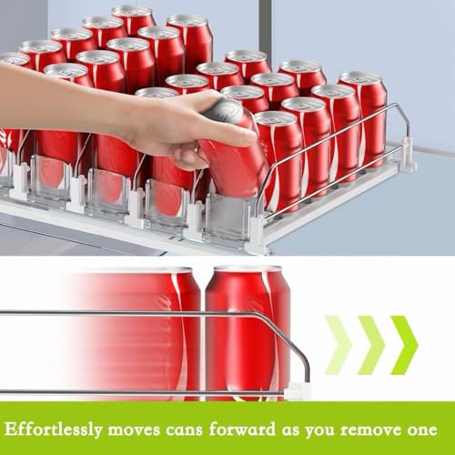 IBORING Drink Organizer for Fridge,Self Pushing Fridge Drink Organizer,Automatic Drink Dispenser for Fridge-Holds up to 30 Cans - style: 6 Rows