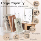 Acrylic Desk Organizer Book Organizer, Magazine File Holder, Vertical File Organizer Stand File Folder Holder, Mail Organizer Countertop Mail Sorter File Sorter, Clear Book Ends Book Holder