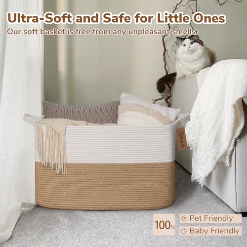 Goodpick Woven Storage Baskets for Organizing 22”x17”x12” Large Blanket Basket for Living Room Bedroom, Dog Toy Basket with Handles, Stylish Gift Baskets Empty for Home Décor - color: Jute, size: 22"L x 17"W x 12"H