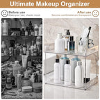 Goderewild 3 Tier Bathroom Counter Organizer, Multi-Purpose Cosmetics Skincare Shelf, Fits A4 Size Makeup Organizer for Office and Vanity Tray, Countertop Storage Solution for Kitchen,Bath.(Clear) - size: 3-Tier