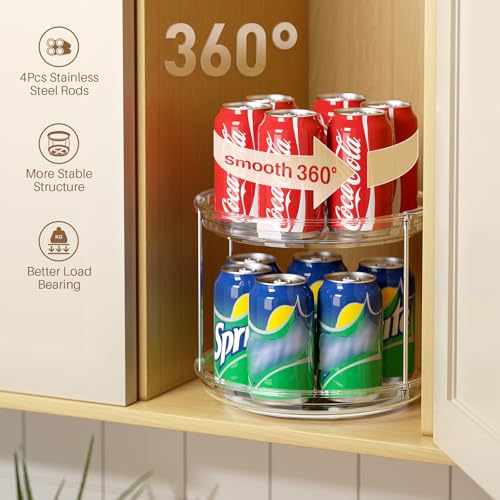 LAMU 2 Tier Lazy Susan Turntable Organizer 9.25'' Rotating Spice Rack Organization for Cabinet, Kitchen, Pantry, Countertop, Bathroom, Vanity, Medicine Cabinet Organizer, Clear - color: Clear, size: 9.25in 1Pack