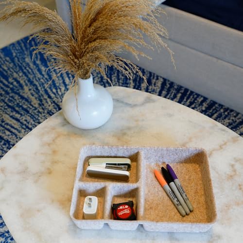 Welaxy Drawer Organizer tray 4 Compartments Nordic Cereal Natural Felt Divider for closet kitchen home office aesthetic wabi-sabi Scandinavian-chic hygge sleek lifestyle (Oatmeal) - color: Oatmeal