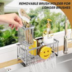 Sponge Holder for Kitchen Sink,Smiley Face Sink Caddy with Removable Brush Holder,Self-Draining Sponge Caddy for Soap,Dish Brush,Scrubber,Kitchen Essentials and Gadgets-Silver - color: 1 Tier Silver