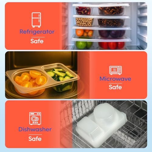 20 Sets Reusable Snack Containers with Lids, 2 Compartment Snack Pack Containers for Food Storage & Meal Prep, Travel Snacks, Leakproof, Split-Proof