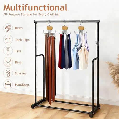 3 Pack Belt Hanger for Closet Organizer, 2026 Upgraded Tie Hangers for Space Saving & Storage, 360° Rotatable & Foldable Hooks, Large Capacity Rack for Tank Top, Bra, Purse (Natural) - color: Natural