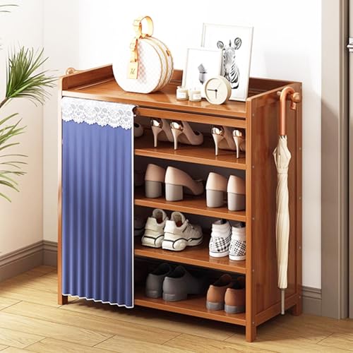 5 Tier Shoe Rack Bamboo Shoe Shelf Storage Organizer Shoe Stand for Closet, Entryway, Hallway, Bathroom and Living Room, Natural - size: 5 TIER